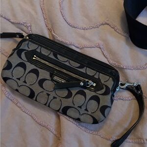 Coach Signature Black and Gray Wristlet